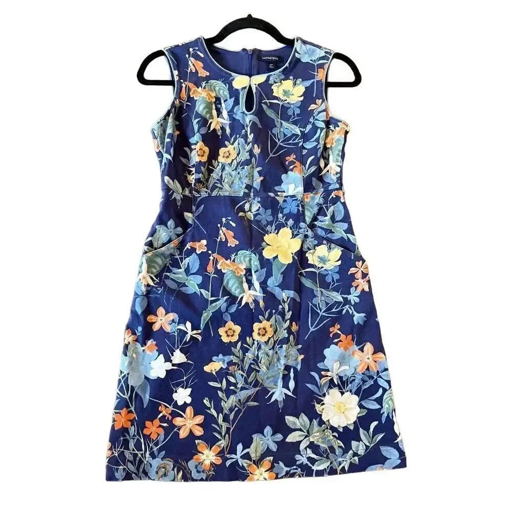 Lands end keyhole floral sleeveless dress size 4p